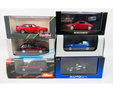 Minichamps - Schuco - AutoArt - Detail Cars - Six boxed diecast 1:43 scale model vehicles. Lot includes Minichamps #430015102