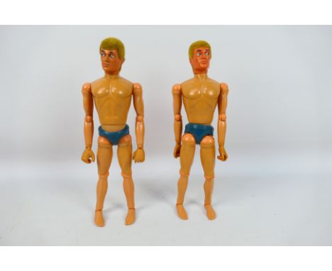 Palitoy - Action Man - An pair of unboxed 1978 Action Man action figure with Blond Flock hair, eagle eyes and gripping hands.