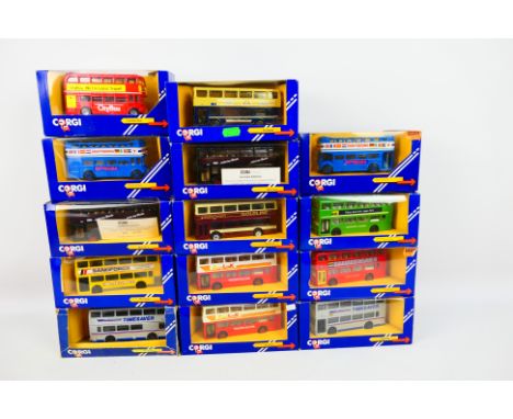 Corgi - 14 boxed diecast model buses from Corgi. Lot includes C675/7 Limited Edition  Metrobus 'Hitachi'; C469/1 London Bus '