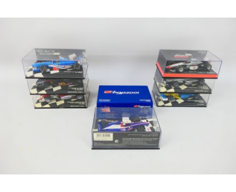 Minichamps - Seven boxed 1:43 scale diecast F1 racing cars from Minichamps. Lot includes Minichamps Limited Edition #430 9900