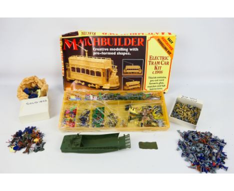 Matchbuilder - Britains - A collection of soldiers and model kits including a Matchbuilder electric tram car kit and a quanti