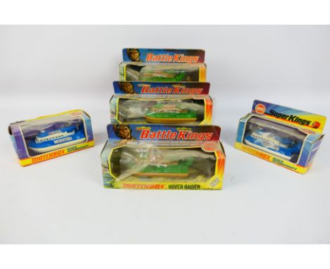 Matchbox - Battle Kings - 5 x boxed Hovercraft models, 2 x Super Kings S.R.N.6 models in blue and white # K-22 and 3 x Battle