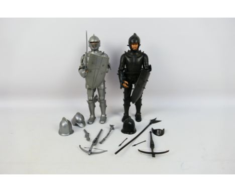 Louis Marx - 2 x unboxed figures from the Noble Knight series, Sir Cedric The Black Knight and Sir Stuart The Silver Knight. 