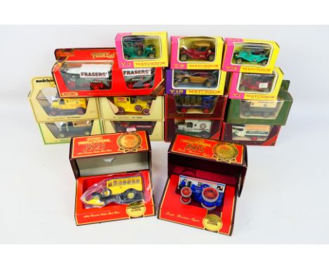 Matchbox Models of Yesteryear - 16 boxed diecast Matchbox MOY in various box styles. Lot includes Y8 1914 Stutz; Y3 1910 Benz