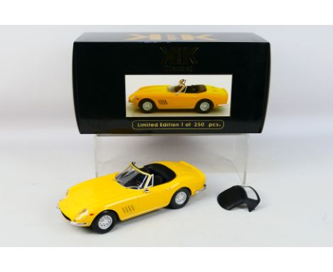 KK Scale - A boxed KK Scale Limited Edition #KKDC180232 1:18 scale Ferrari 275 /4 NART Spyder 1967. The model in yellow, one 