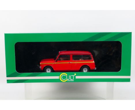 Cult Scale Models - A boxed 1:18 scale Cult Scale Models #CML018-1 Mini Clubman Estate HL. The resin model in red appears to 