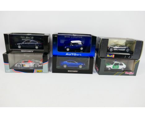 Minichamps - AutoArt - Revell - Detail Cars - Six boxed diecast 1:43 scale model vehicles. Lot includes Minichamps  #43613902