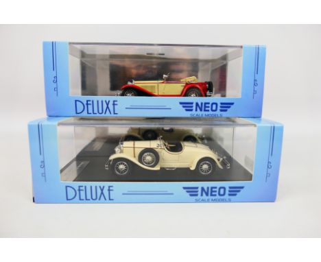 Neo - 2 x boxed Mercedes models in resin in 1:43 scale, a 1926 24/100 Roadster # NEO3210 and a 1932 Mannheim 370 S # NEO43215