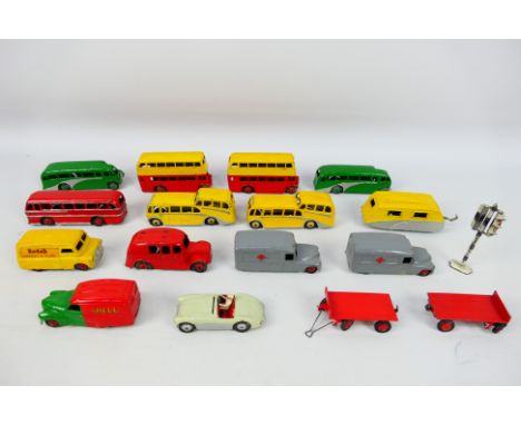 Dinky Toys - A group of repainted Dinky Toys including #109 Austin Healey; #480 Bedford Van; #190 Caravan and similar. Models