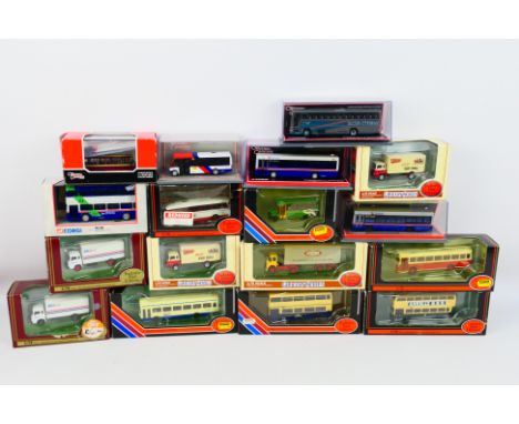 Corgi Original Omnibus - EFE - A boxed group of 16 diecast model buses and commercial vehicles in 1:76 scale. Lot includes EF