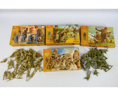 Airfix - 4 x boxed soldier sets and 1 x unboxed in 1:32 scale including Russian Infantry, Japanese Infantry, British Eighth A