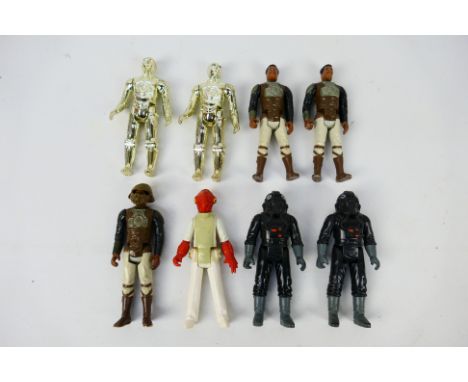 Kenner - Star Wars - 8 x unboxed 1982 dated figures, Tie Fighter Pilot, Lando Calrissian, Admiral Ackbar and C-3PO. They show