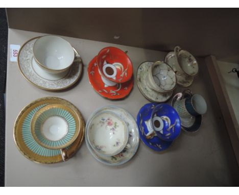 Eight various cabinet cups and saucers including Bavarian 