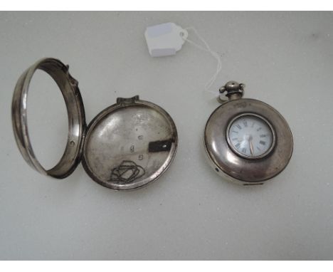 An early 19th century  silver pair cased half hunter key wound pocket watch by Thomas William Hay Shrewsbury, having a Roman 
