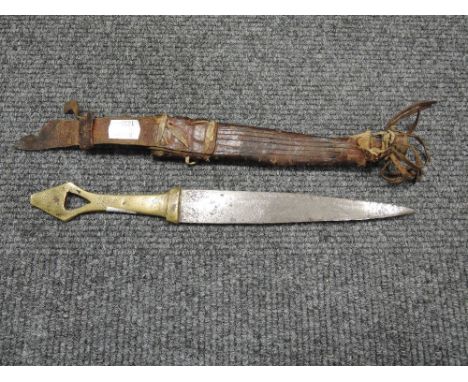 A knife in scabbard, said to be Boer War