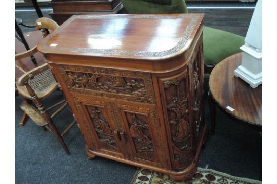 A Late 20th Century Stained Frame Chinese Cocktail Cabinet Having