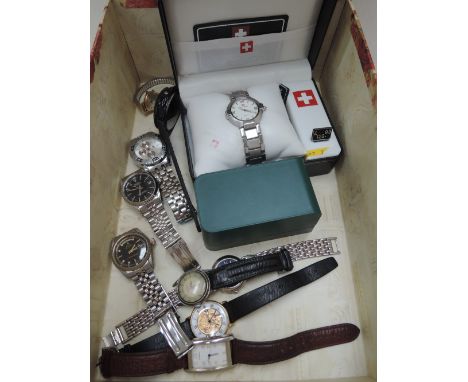 A selection of ladies and gents fashion watches including Limit, Fossil, Rotary etc