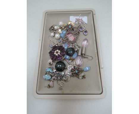 Tova Crystal Charm Safety Pin Brooch