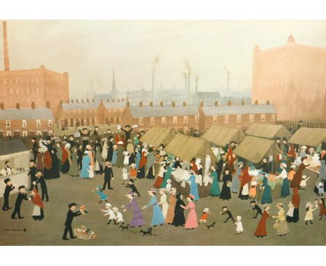 Helen Layfield Bradley (1900-1979).  Market Day, artist signed coloured print, 50cm x 71cm