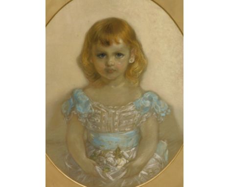 Filippo Grispini (19thC).  Portrait of a young girl, pastel, signed and dated 1877, 66cm x 51cm