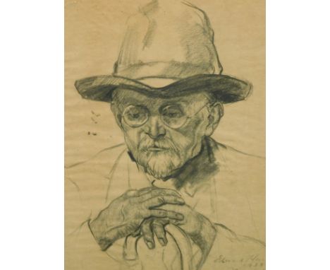Edward Hurst (20thC).  Portrait of a gentleman, sketch, signed and dated 1933, 50cm x 37cm