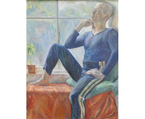 Thomas Aldridge (20thC).  Ewan, oil on canvas, label verso National Portrait Gallery, BP Portrait Award 1995