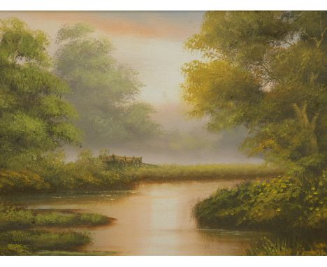 Les Parson (20thC).  Country children playing, oil on canvas (2), signed, 29.5cm x 39.5cm and another signed J F Sim (3) 