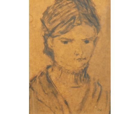 O K (20thC).  Head and shoulders portrait, sketch, 34cm x 24cm