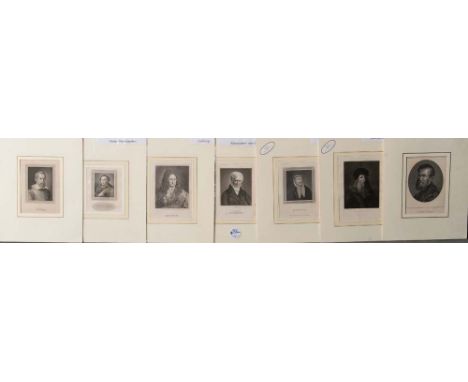 J. Fleischmann / C. Barth (Graphiker des 19. Jhs.). Sieben Porträts, u.a. von Michelangelo, J. Keppler, Moses, Mendelssohn, L