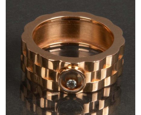 Damenring, Marke „Chopard“. 18 ct Gelbgold, ca. 11 g, besetzt mit Eiskube Crazy Diamond, in Original-Etui, Ringgröße 54.
