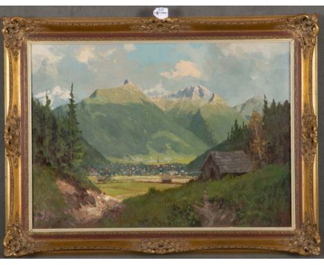 Hermann Greyer (1934-2016). Gebirgslandschaft mit Dorf. Öl/Lw., li./u./sign., gerahmt, 50 x 70,5 cm. **
