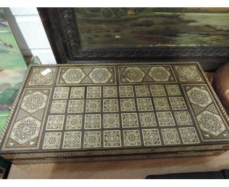 A vintage treen and inlay board games compendium of oriental design 