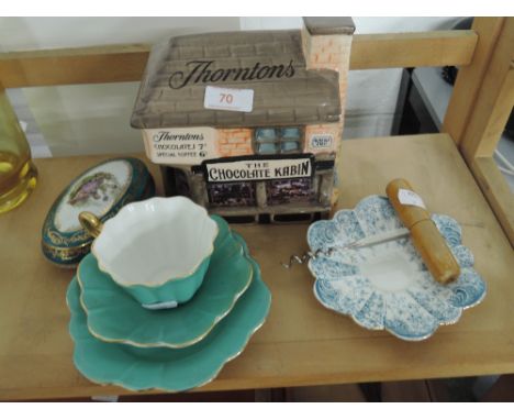 A selection of vintage ceramics including lone Harlequin cup and saucer set