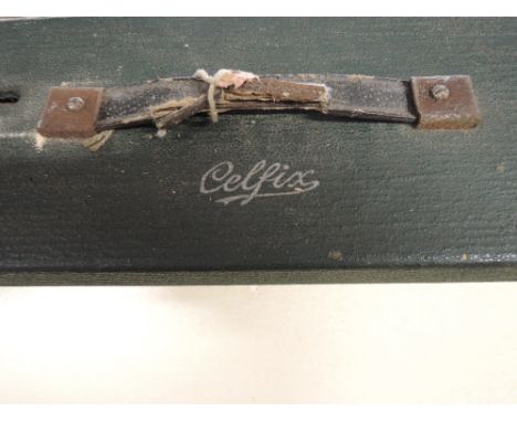 A vintage Celfix screen in treen case