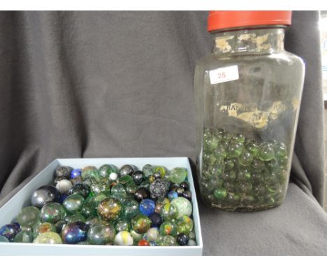 A selection of vintage marbles some early hand made Oxblood, Swirl, Solid, Agate etc
