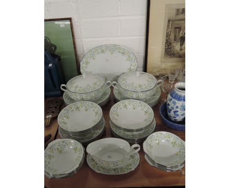 A part dinner tea coffee service by Noritake in the Flourish pattern 2608. 30 pieces approx