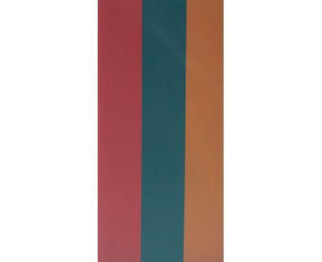 Sir Terry Frost (British, 1915-2003) - 'Abstract Stripes in Orange, Red and Green'Wood block, signed in pencil verso, approx 