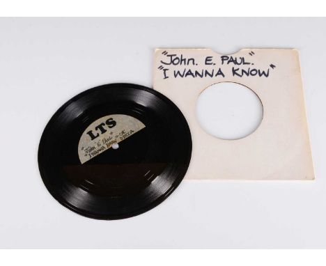 John E Paul 7" Acetate, I Wanna Know - One Sided UK 7" Acetate on LTS labels - VG visually but plays very well with light bac