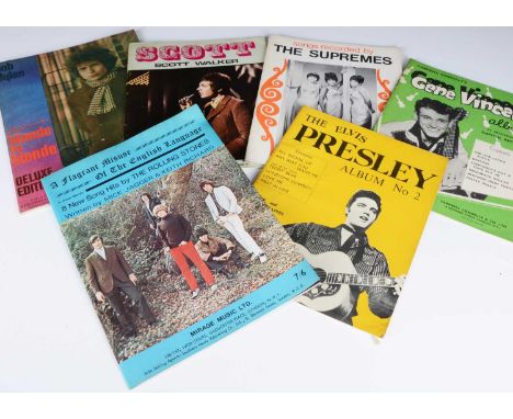 Music Song Books, approximately sixty-five sheet music song books with artists including The Rolling Stones, Bob Dylan, Gene 