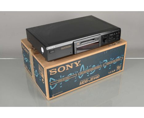 Sony Minidisc / Mordaunt-Short Speakers, Sony Minidisc Deck MDS-JE440 s/n 5522903 with remote, leads and original box togethe