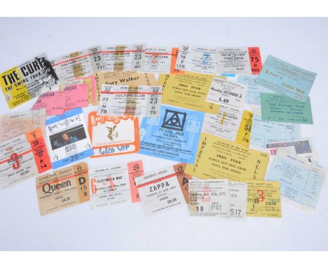 Concert Tickets, approximately thirty-five concert tickets with artists including Queen (1978), David Bowie (1987 ticket and 