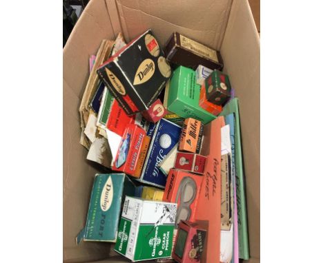 A collection of vintage boxes/packaging, Dunlop golf balls etc.