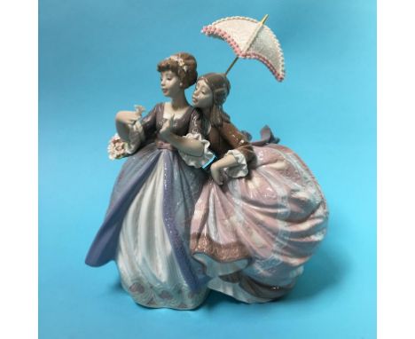 A large Lladro group of two ladies under an umbrella, 26cm height