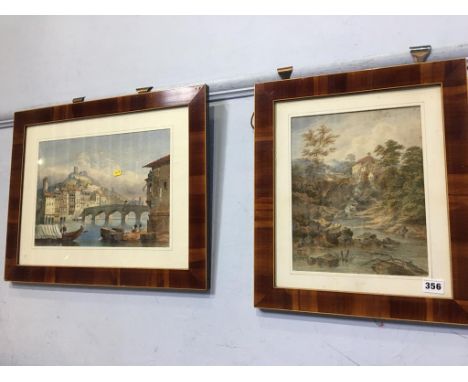 T. R. Hoffan, two watercolours, signed, 'Continental scenes'
