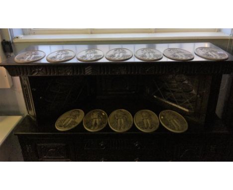 Poole pottery, a set of twelve oval plaques by Pauline Shone, dated **82 'Joanna', 26cm length