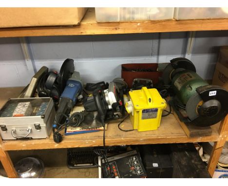 A quantity of power tools