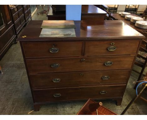 A 19th century mahogany straight front chest of two short and three long graduated drawers, supported on bracket feet