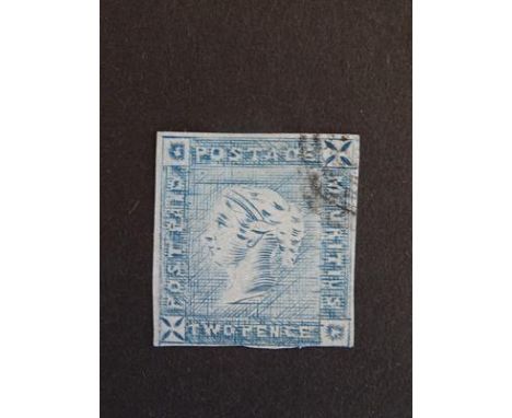 Mauritius, 1859 'Post Paid' 2d blue, intermediate state of the plate, SG.38 (cat.£1,400). Very attractive used example with l