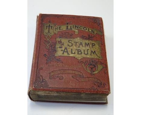 Vintage Lincoln album, housing worldwide collection of several hundred different stamps, mint and used, mostly assembled betw