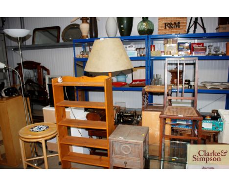 A standard lamp and shade